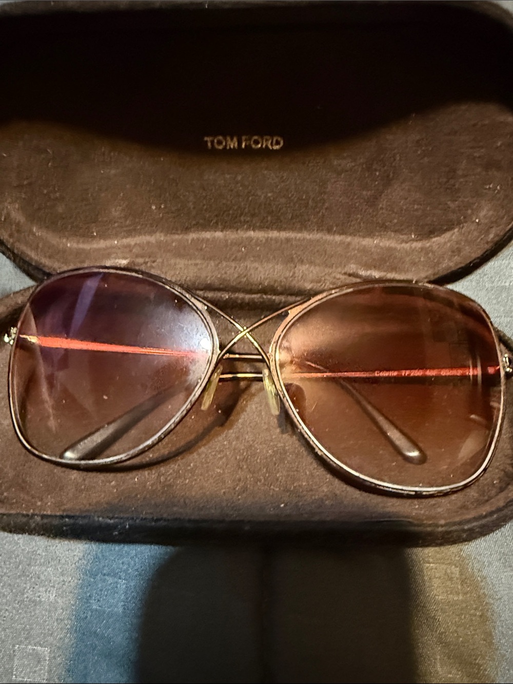 Tom Ford Gold Frame Brown Gradient Aviator Sunglasses